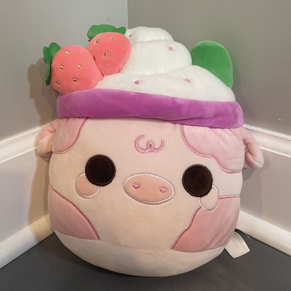 CUDDLE BARN MOO‎ SHAKES SERIES 1 - 11" STRAWBERRY MOOSHAKE COW PLUSH Kawaii